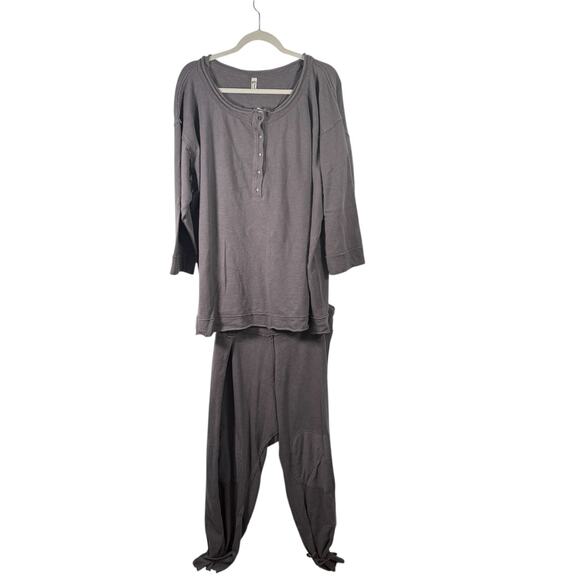 Intimately Free People Two Piece Set Grey Organic Cotton Oversized Womens Large